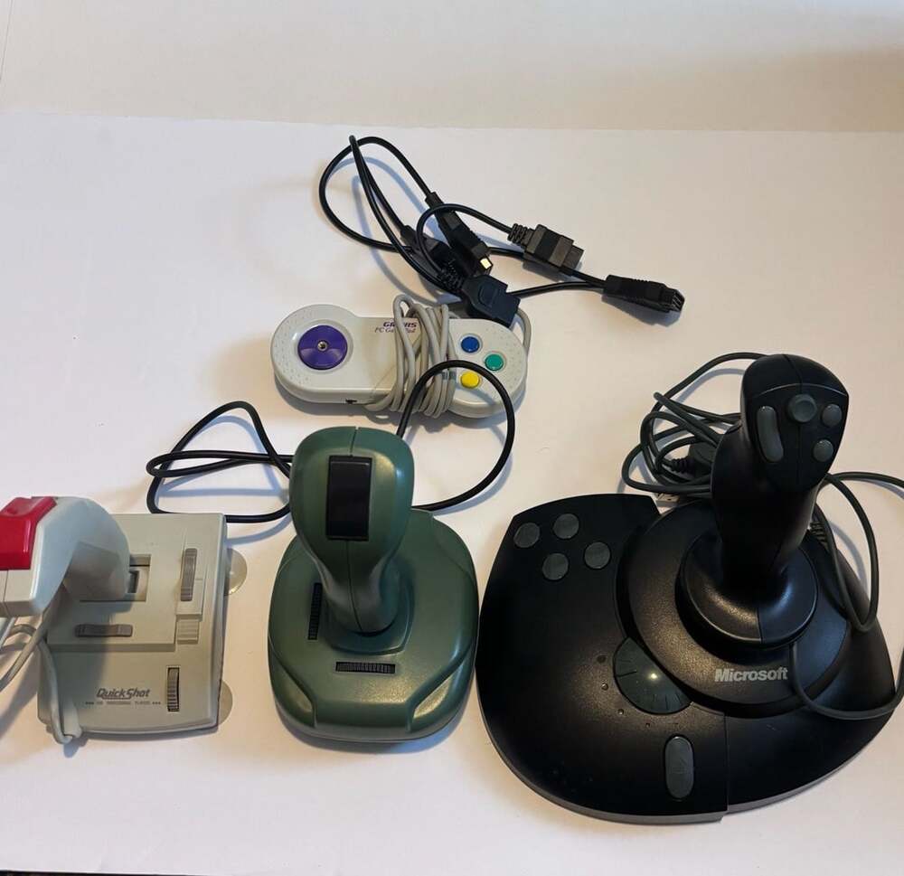 Microsoft QuickShot Gravis Retro PC Gaming Joystick and Gamepad Bundle